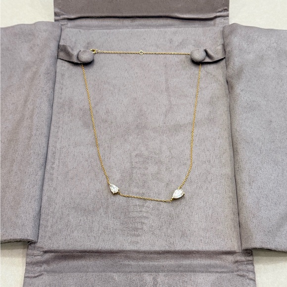 Alexa Leigh Small Double Pear Necklace — Yellow Gold - Picture 4 of 8